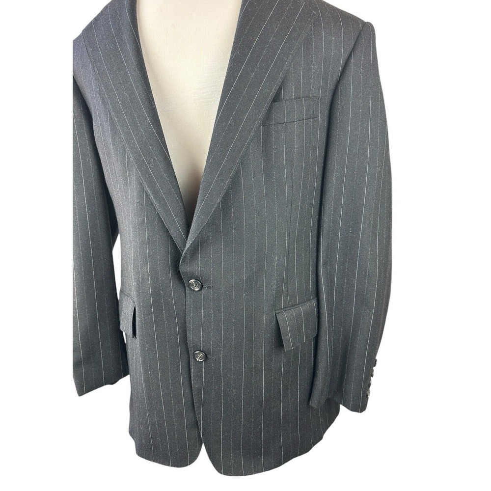 Polo Ralph Lauren Wool Cashmere Pinstriped Blazer Suit Jacket Men Size 40 Luxury - Picture 4 of 16